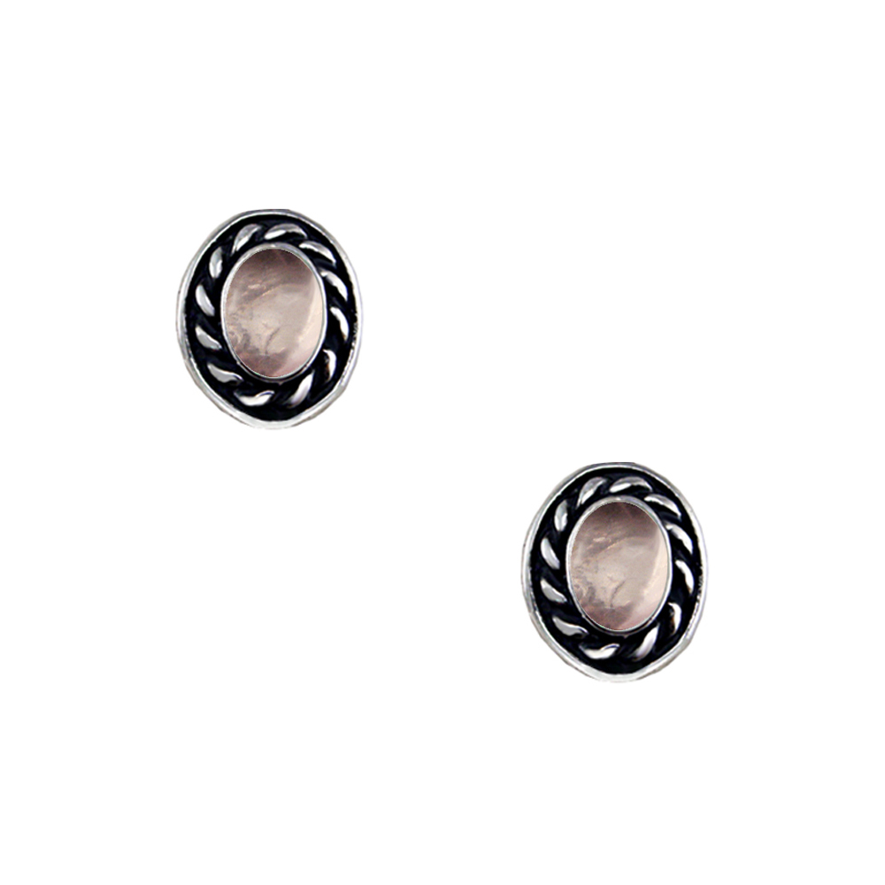 Sterling Silver Little Rose Quartz Post Stud Earrings